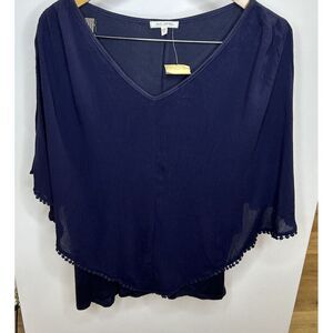 NWT Women‎ Ava James's Size M Solid blue Top Blouse  shirt